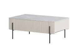 MALMI Ława 100 2SZ - cashmere / crema bianca  / czarne nogi