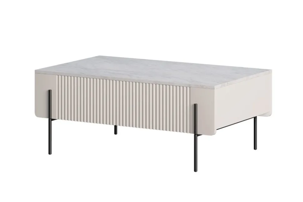 MALMI Ława 100 2SZ - cashmere / crema bianca / czarne nogi