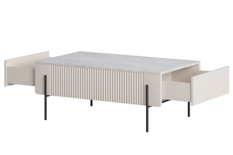 MALMI Ława 100 2SZ - cashmere / crema bianca / czarne nogi