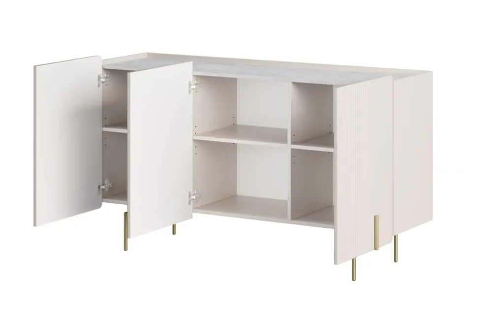 MALMI Komoda 150 3D - cashmere / crema bianca / złote nogi