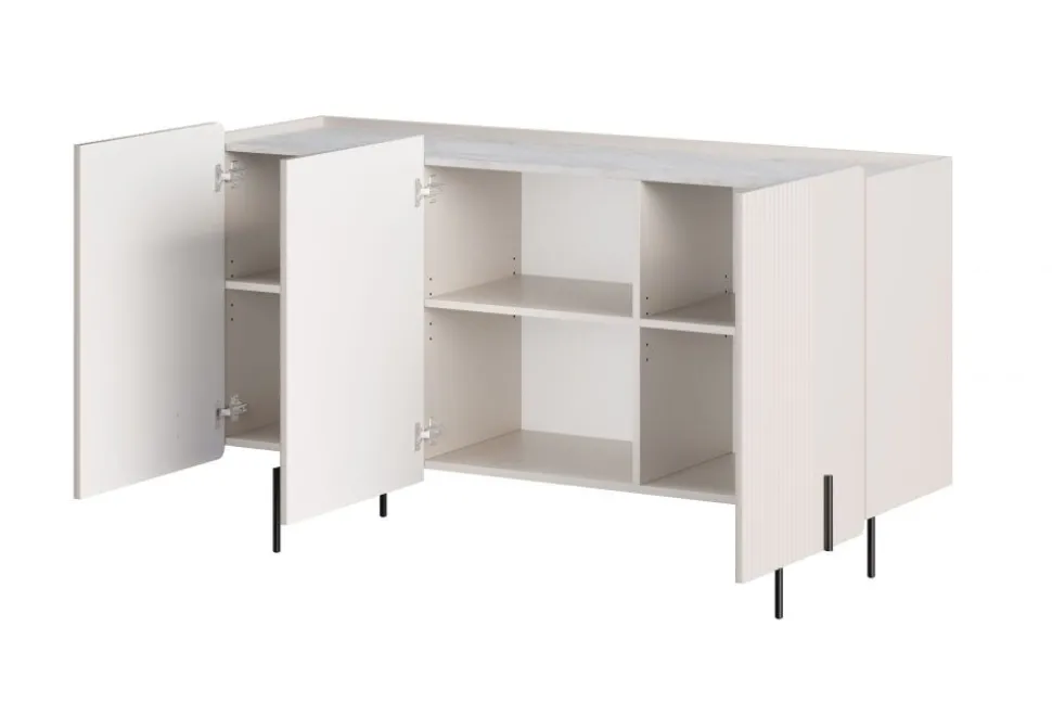 MALMI Komoda 150 3D - cashmere / crema bianca / czarne nogi