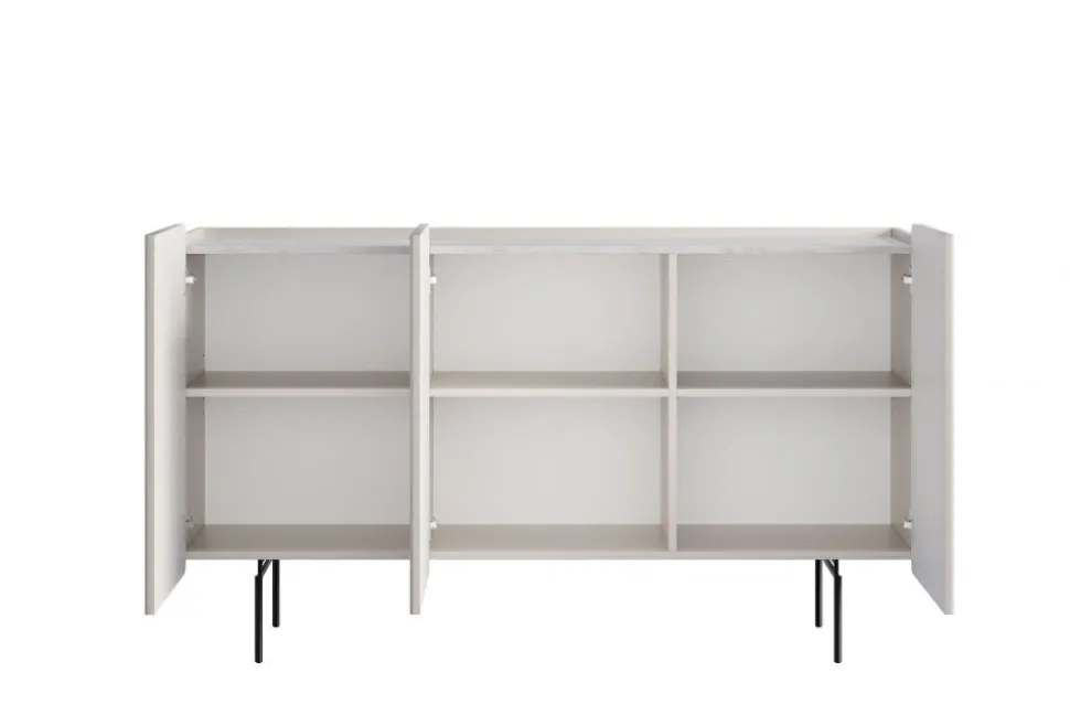 MALMI Komoda 150 3D - cashmere / crema bianca / czarne nogi