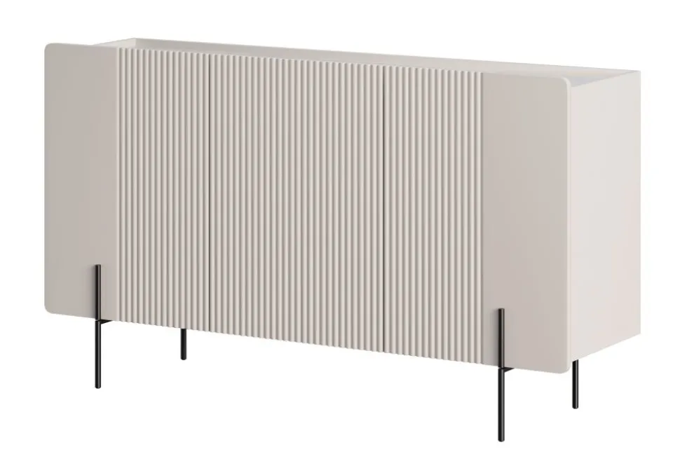 MALMI Komoda 150 3D - cashmere / crema bianca / czarne nogi