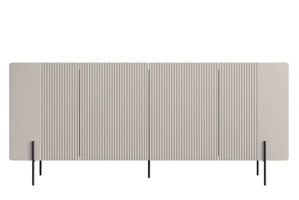 MALMI Komoda 200 4D - cashmere / crema bianca / czarne nogi