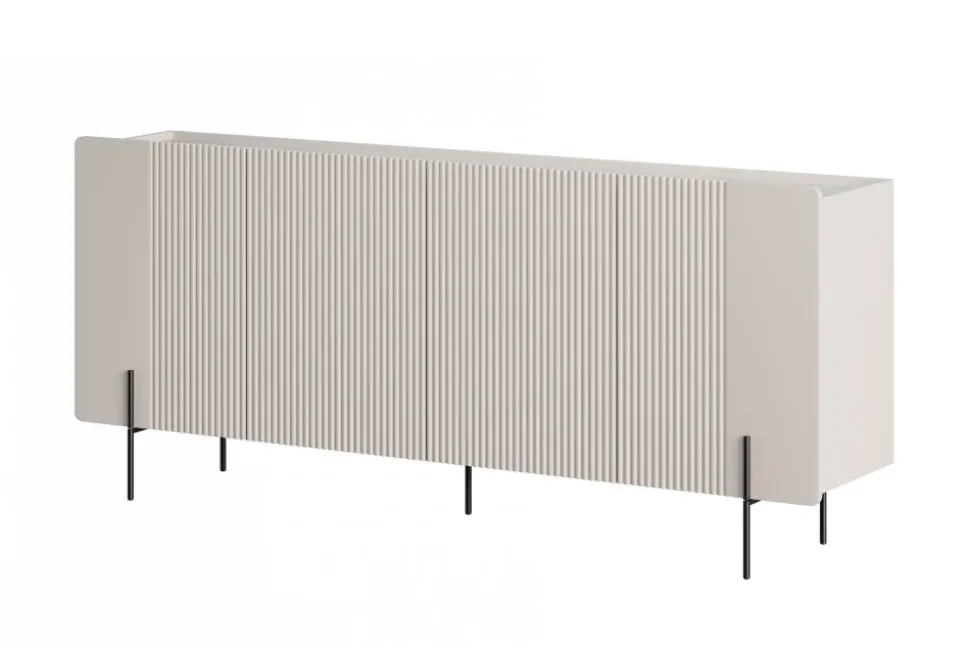 MALMI Komoda 200 4D - cashmere / crema bianca / czarne nogi