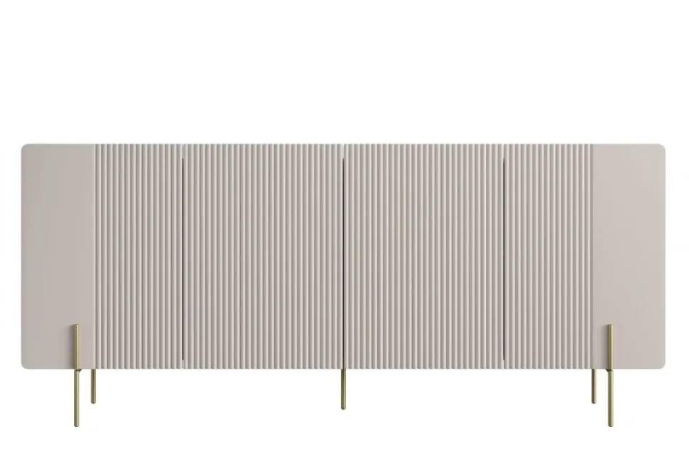 MALMI Komoda 200 4D - cashmere / crema bianca / złote nogi