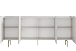 MALMI Komoda 200 4D - cashmere / crema bianca / złote nogi