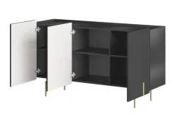 MALMI Komoda 150 3D - czarny / złote nogi