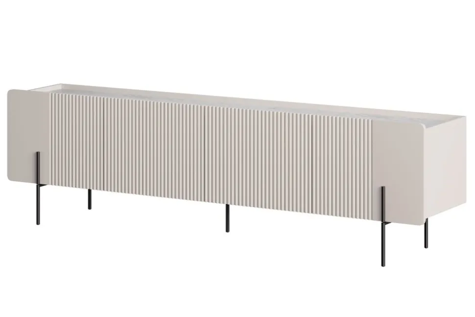MALMI Szafka RTV 200 2D2SZ - cashmere / crema bianca / czarne nogi
