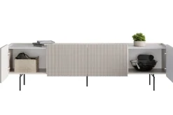 MALMI Szafka RTV 200 2D2SZ - cashmere / crema bianca / czarne nogi