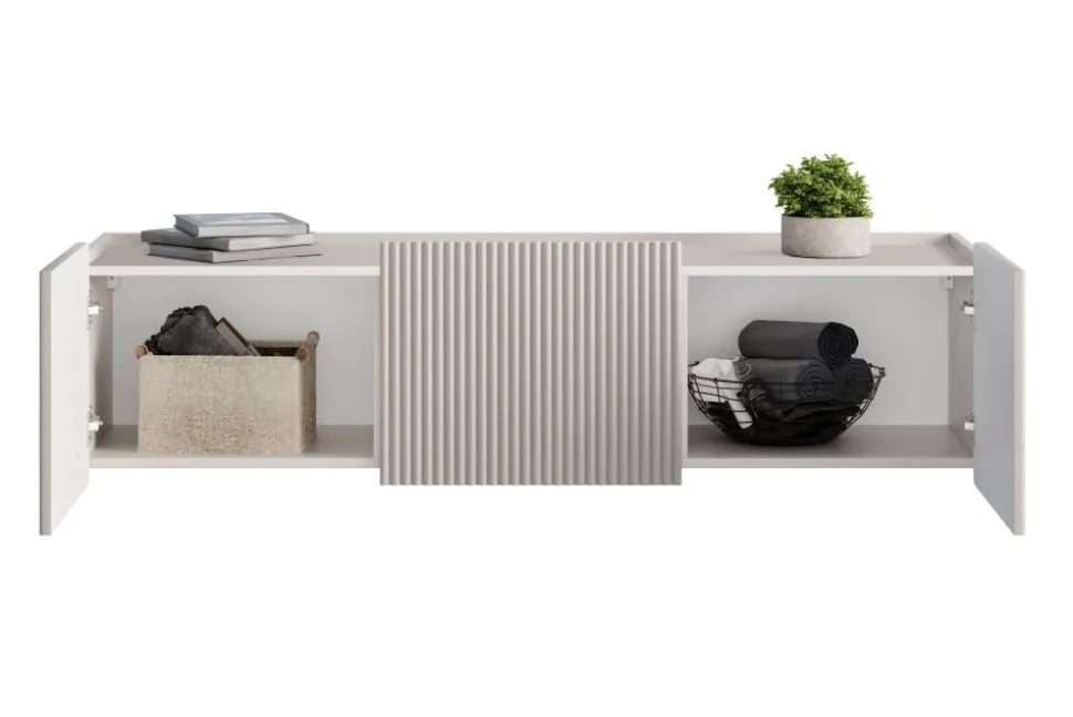 MALMI Szafka RTV 150 2D1SZ - cashmere / złoty / wisząca