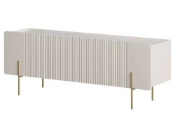 MALMI Szafka RTV 150 2D1SZ - cashmere / crema bianca  / złote nogi