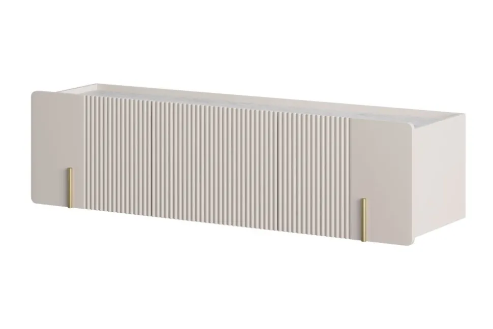 MALMI Szafka RTV 150 2D1SZ - cashmere / crema bianca / złoty / wisząca