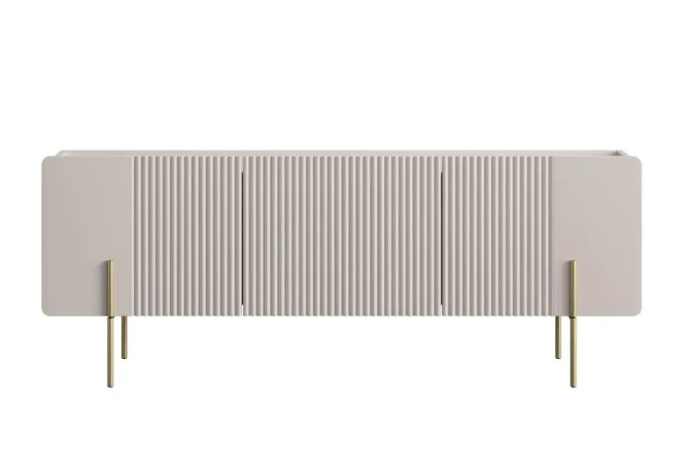 MALMI Szafka RTV 150 2D1SZ - cashmere / złote nogi