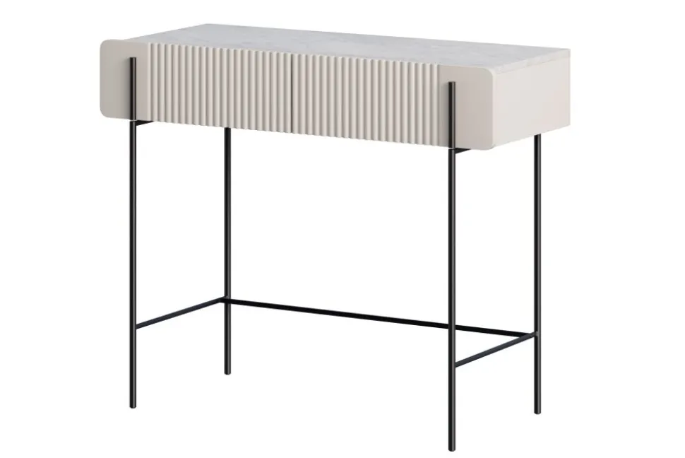 MALMI Toaletka 100 2SZ - cashmere / crema bianca / czarne nogi