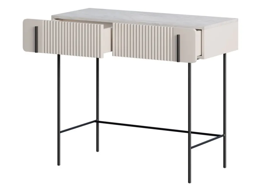 MALMI Toaletka 100 2SZ - cashmere / crema bianca / czarne nogi