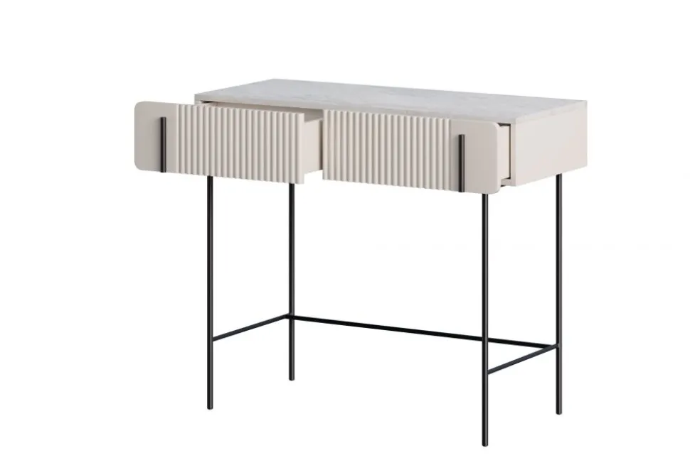 MALMI Toaletka 100 2SZ - cashmere / crema bianca / czarne nogi