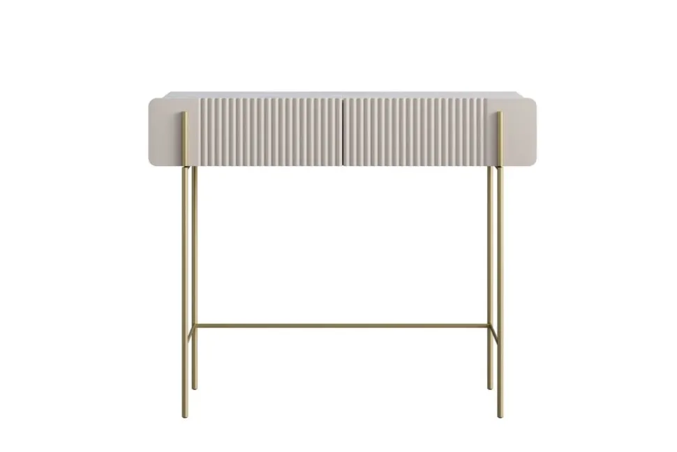 MALMI Toaletka 100 2SZ - cashmere / crema bianca / złote nogi