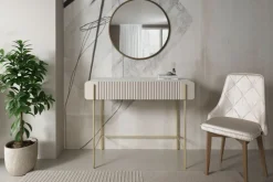 MALMI Toaletka 100 2SZ - cashmere / crema bianca / złote nogi