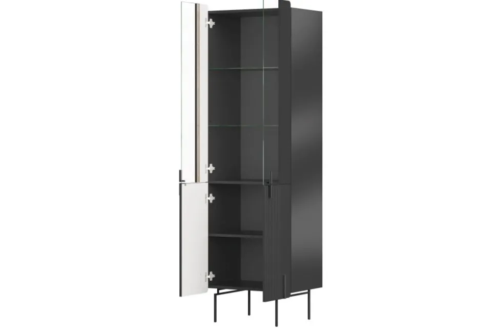 MALMI Witryna 60 4D - czarny / czarne nogi