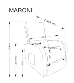 MARONI fotel wypoczynkowy popielaty (1p=1szt)1 sztuka