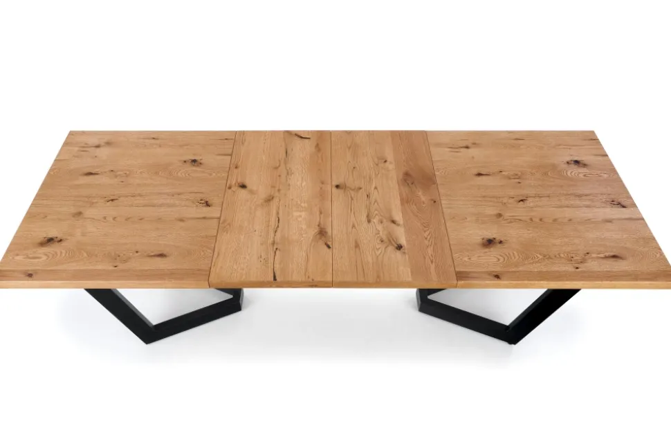 MASSIVE stół rozkładany 160-250x90x77 cm jasny dąb/czarny (2p=1szt)1 sztuka