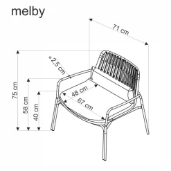 MELBY fotel wypoczynkowy, stelaż - biały, tapicerka - popielaty (2p=6szt)1 sztuka