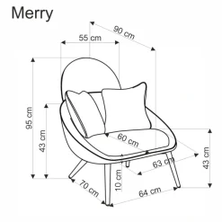 MERRY fotel wypoczynkowy, kremowy (1p=1szt)1 sztuka