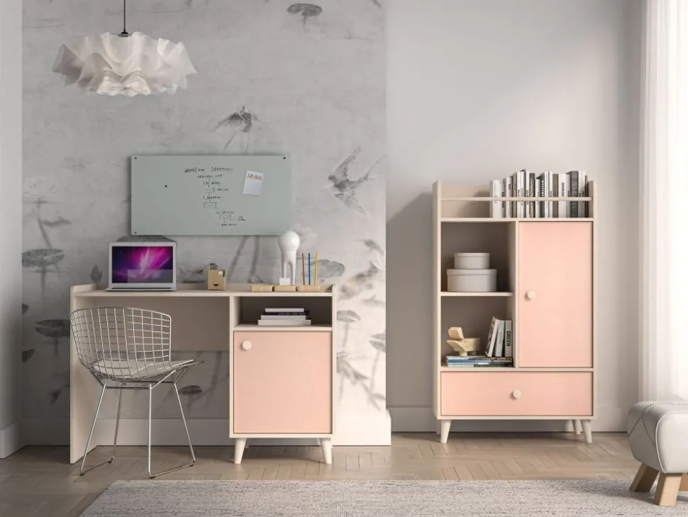 Mevel 07 Piasek pustyni/Millennial pink - biurko 1D