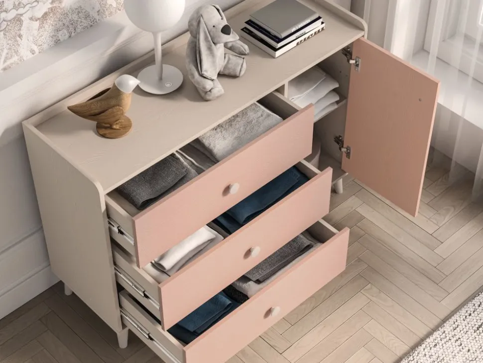 Mevel 05 Piasek pustyni/Millennial pink - komoda 1D3S