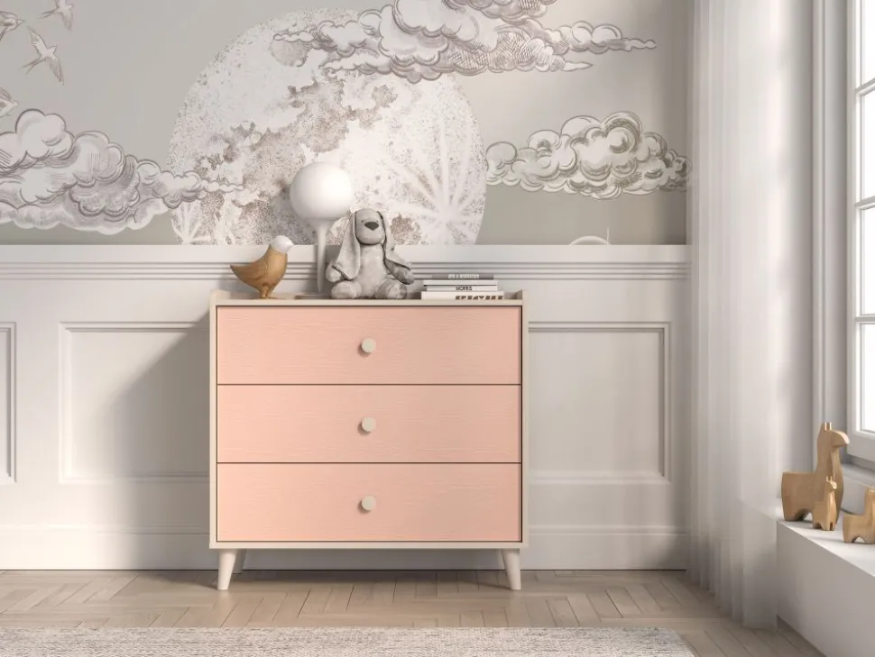 Mevel 06 Piasek pustyni/Millennial pink - komoda 3S
