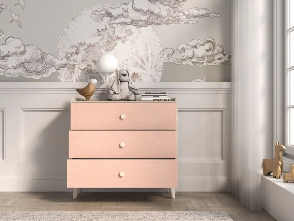 Mevel 06 Piasek pustyni/Millennial pink - komoda 3S