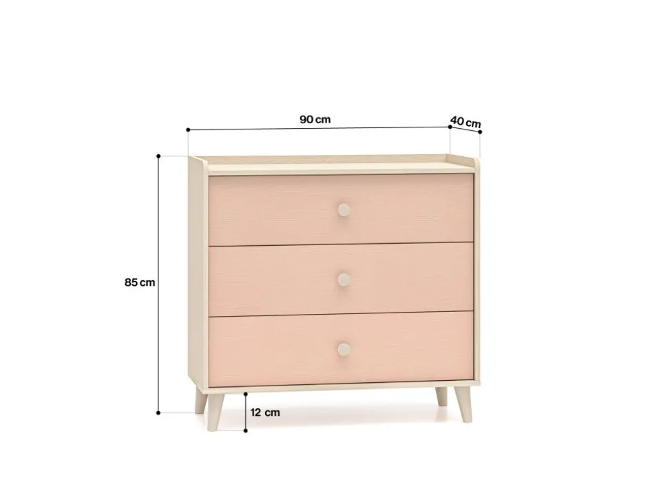 Mevel 06 Piasek pustyni/Millennial pink - komoda 3S