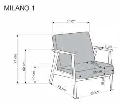 MILANO 1S fotel - beżowy tap. Castel 15 (1p=1szt)1 sztuka