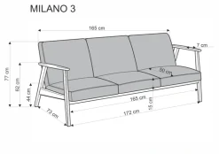 MILANO 3S sofa - oliwkowy tap. Castel 39 (1p=1szt)1 sztuka