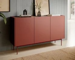 Minimalistyczna komoda z szafkami Colour ceramiczny czerwony