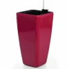 Modena Glossy funkcjonalna donica w kolorze czerwonym z wkładem nawadniającym 22x22x41