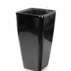 Modena Glossy funkcjonalna donica w kolorze czarnym z wkładem nawadniającym 30x30x56