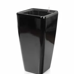 Modena Glossy funkcjonalna donica w kolorze czarnym z wkładem nawadniającym 30x30x56