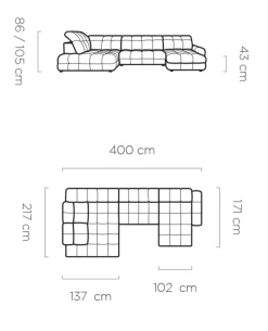Narożnik U pikowany z pojemnikiem Tollo XL