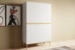 NICOLE KREDENS 100 2D2SZ - biały mat / złoty stelaż
