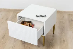 NICOLE SZAFKA NOCNA 46 1SZ (2 szt.) - biały mat / złoty stelaż