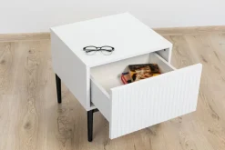 NICOLE SZAFKA NOCNA 46 1SZ (2 szt.) - biały mat / czarny stelaż
