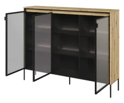 Niska szklana witryna Lenart Trend TR-08 dąb artisan