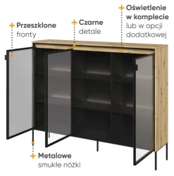 Niska szklana witryna Lenart Trend TR-08 dąb artisan