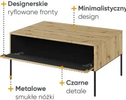 Niski stolik loftowy Lenart Trend TR-09 dąb artisan