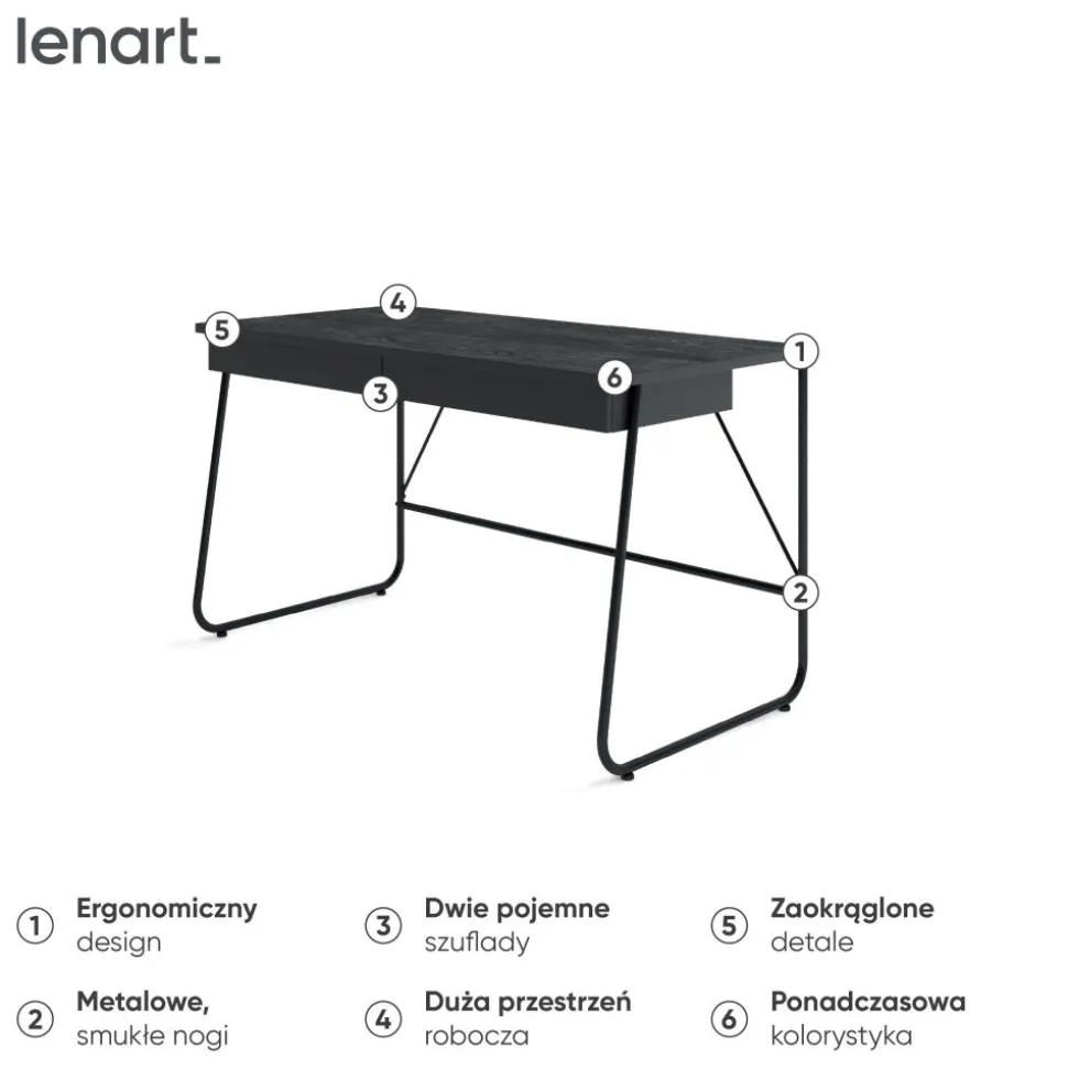 Nowoczesne biurko z szufladami Lenart MATCH MB-01