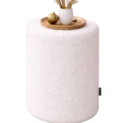 Okragła pufa baranek boucle biała Hauss Roller Baloo 2073