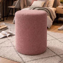 Okragła pufa baranek boucle różowa Hauss Roller Baloo 2071