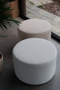 Okragła pufa boucle biała Hauss Roller XL Baloo 2073